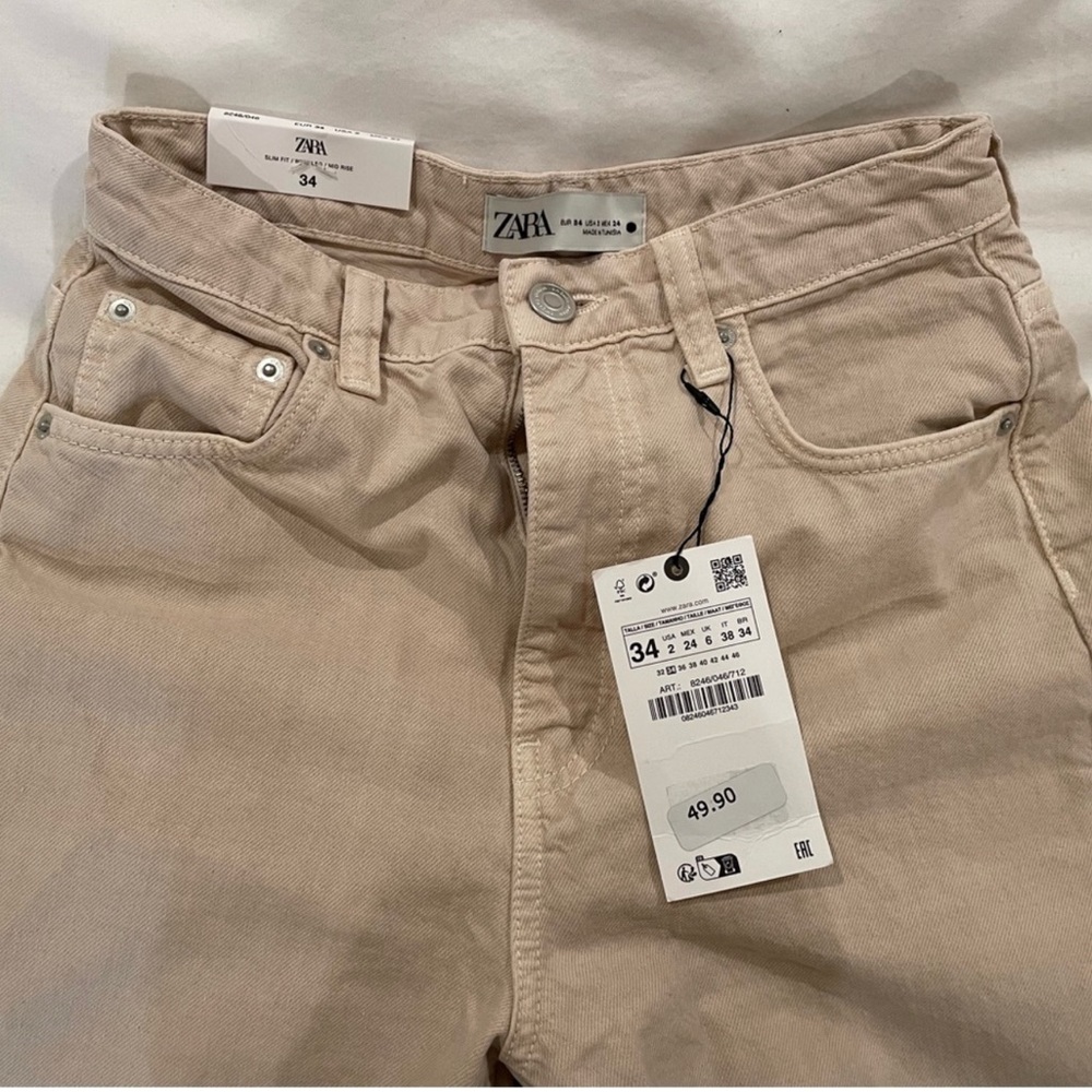 Zara The High Rise Marine Straight Jeans NWT